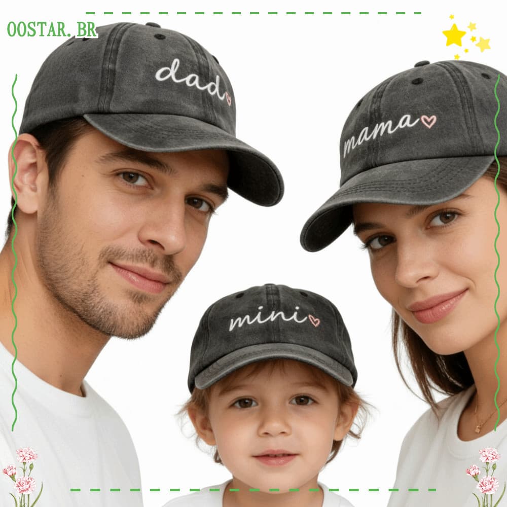Chapéus De Beisebol OOSTAR Para Pais E Filhos , Bonés Respiráveis Ajustáveis Pai Mamãe mini Amor , Algodão Lavado