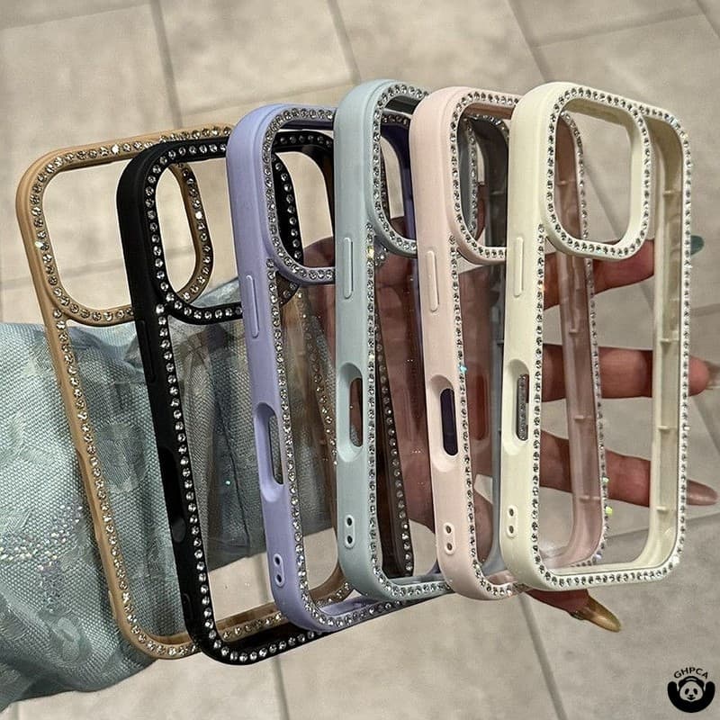 Luxury Transparent Diamond  Phone Case iPhone 11 12 13 14 15 16 17 Pro Max Plus Glitter Clear capa