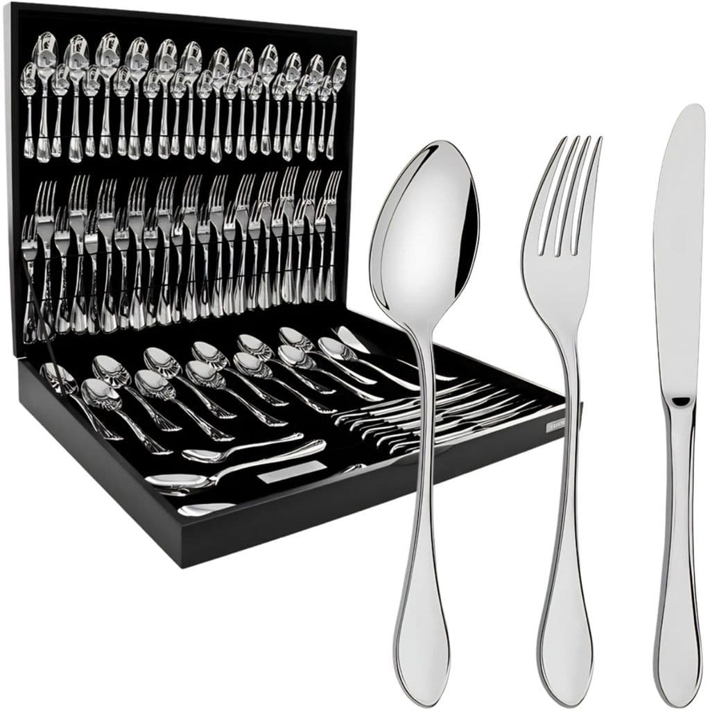 Faqueiro Tramontina Italy Inox Brilho Estojo Madeira 76 Peça
