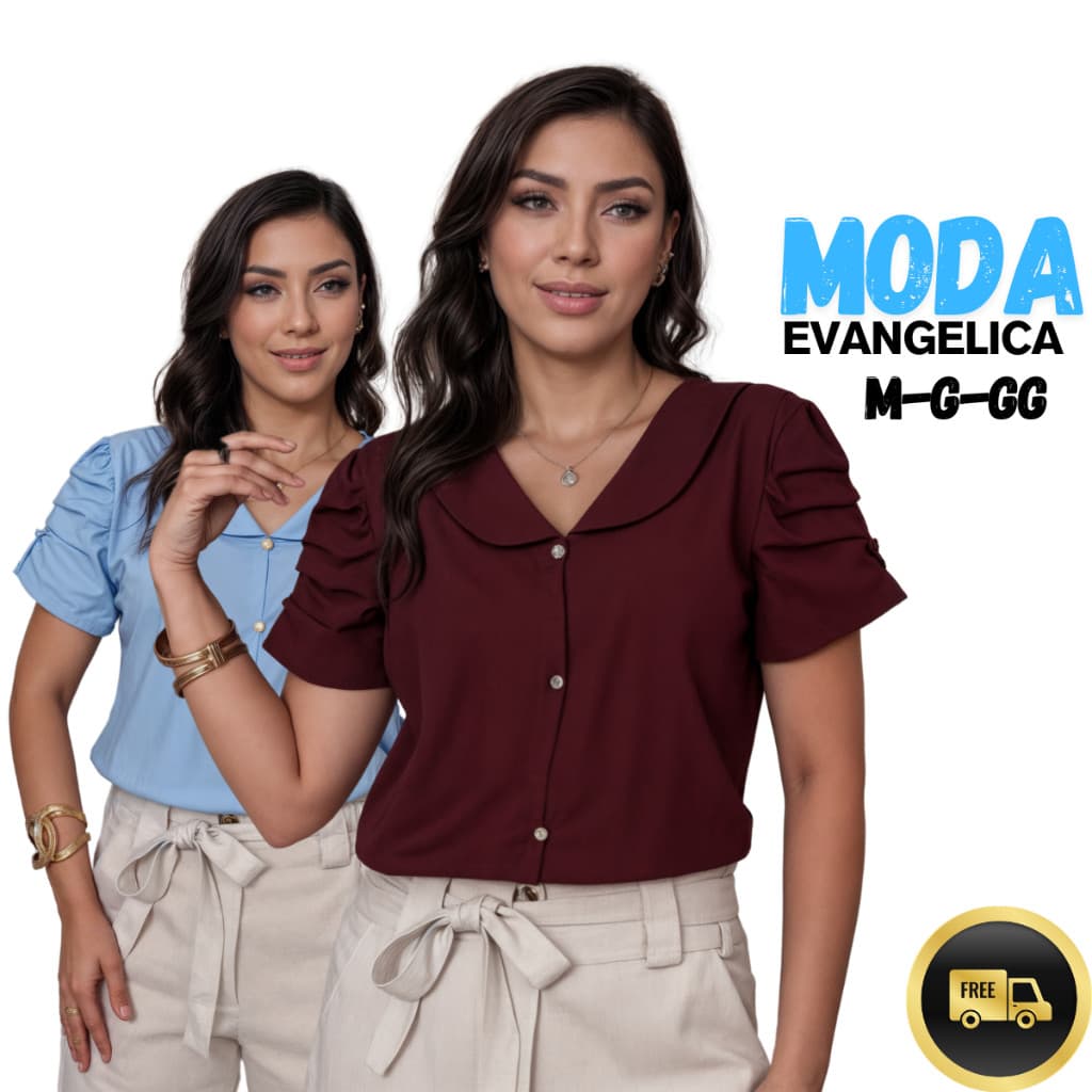 Blusa Feminina Crepinho de Botão Gola Lapela Simples Casual Elegante Envio Imediato