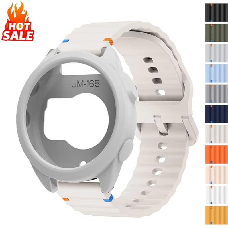 Pulseira De Silicone + Capa Compatível Com Garmin Forerunner 165 , Esportiva Macia E Oca , Protetora Para Homens Mulhere