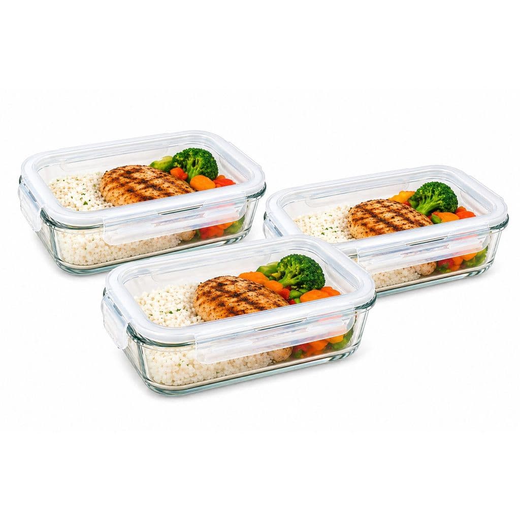 Pote Hermético Vidro 1040ml Marmita Tampa Trava 4 Clips Vedação Cozinha Freezer Microondas
