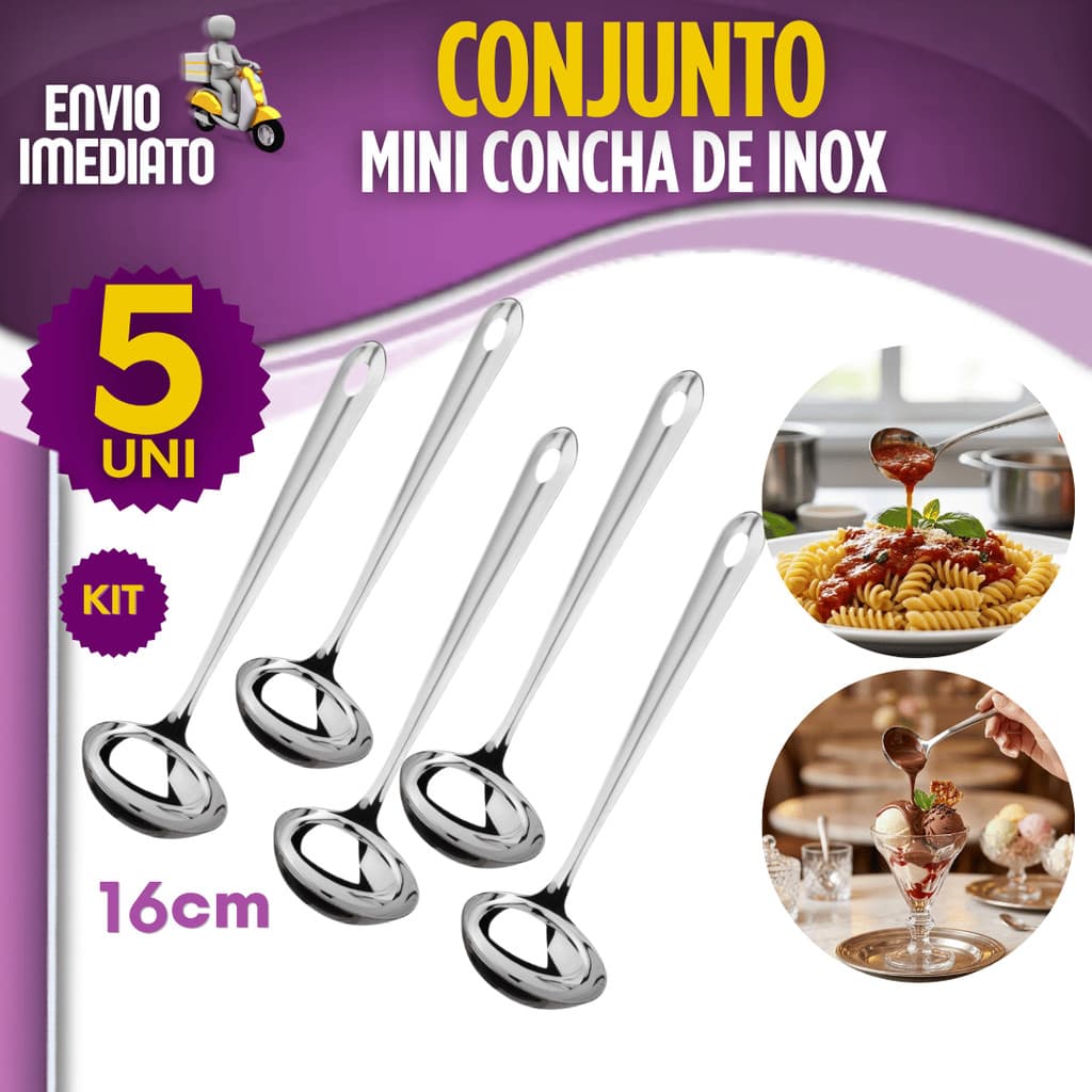 Mini Concha 2/3/4/5 Peças Aço Inox Pequena Servir Molhos Tempero Farofa Caldas Cobertura Vinagrete