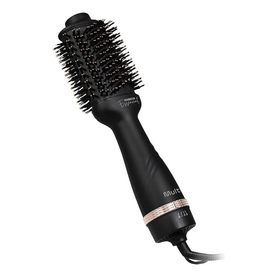 Escova Secadora Essencial Revestimento Nanoceramic Glass 1300W Bivolt Preta Multi Care - EB201