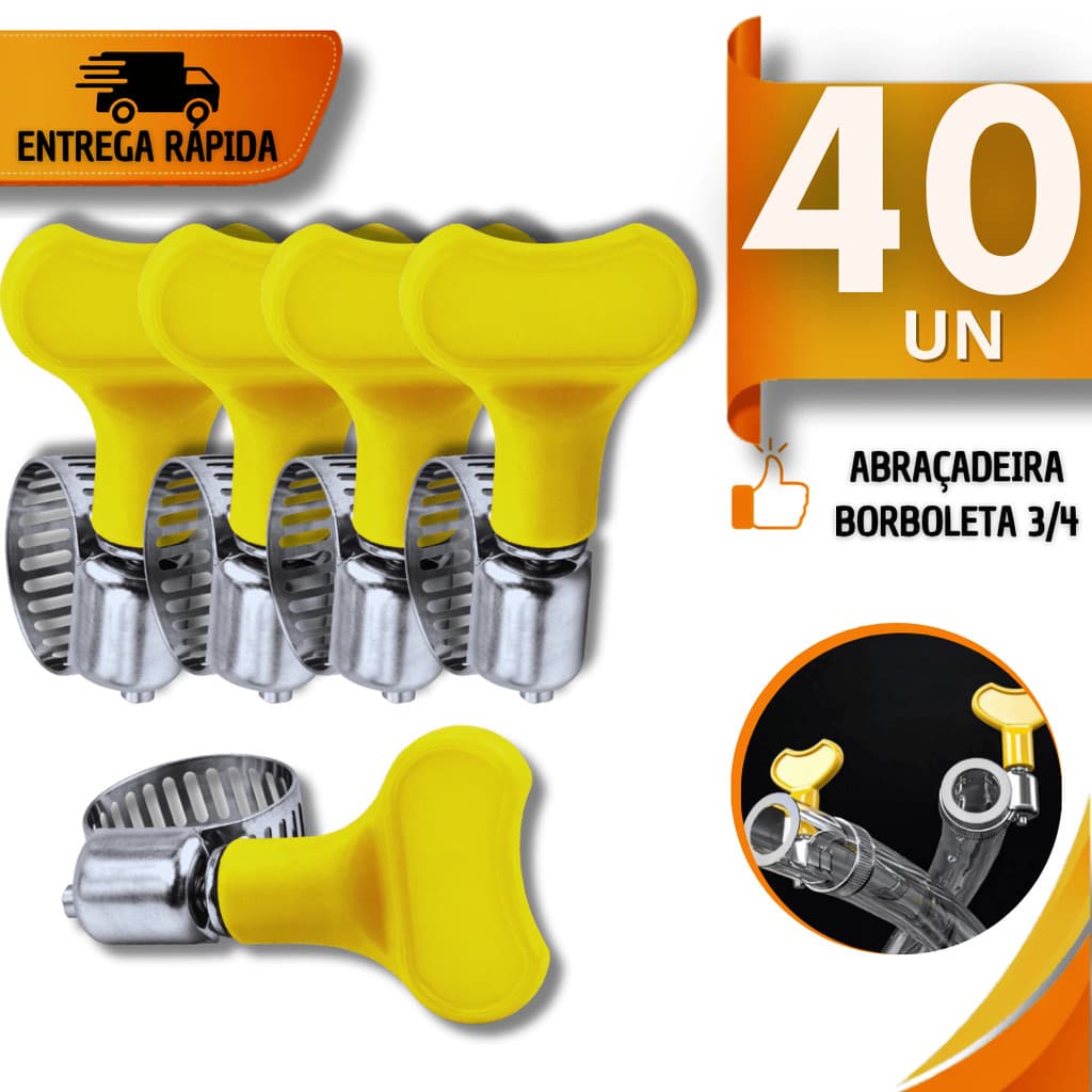 Kit Abraçadeiras Americana Inox Vazado Parafuso Com Borboleta 3/4 Mangueira Gás Irrigação Multiuso
