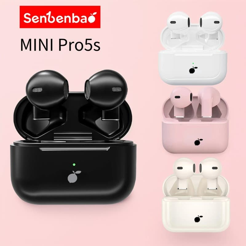 Senbenbao MINI Air Pro5s TWS Fones De Ouvido Sem Fio Com Microfone Bluetooth 5.4 Esportivos Para Corrida Intra-Auricular
