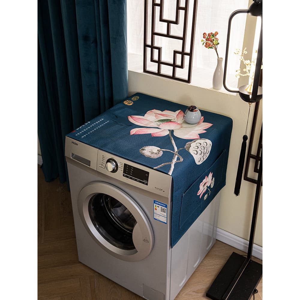 Novo estilo chinês pintura chinesa máquina de lavar roupa Universal algodão linho capa anti-poeira High-End geladeira su