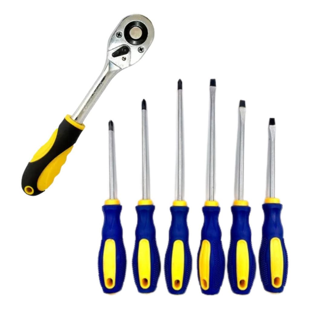 Kit Chave Fenda Philips 6 Peças Imantada Com Chave Soquete 1/2