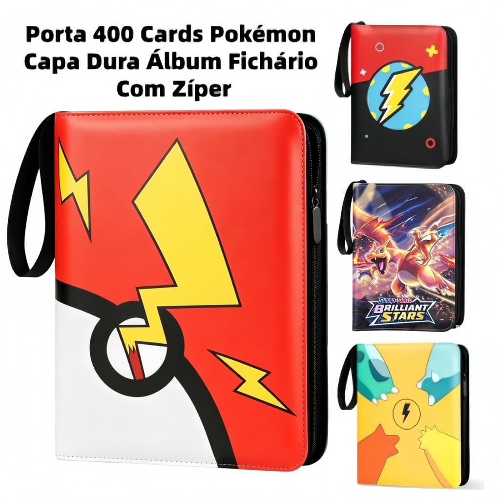 Álbum Pokémon TCG Porta Cartas para Colecionadores–400 Cartas Presente infantil Várias Opções