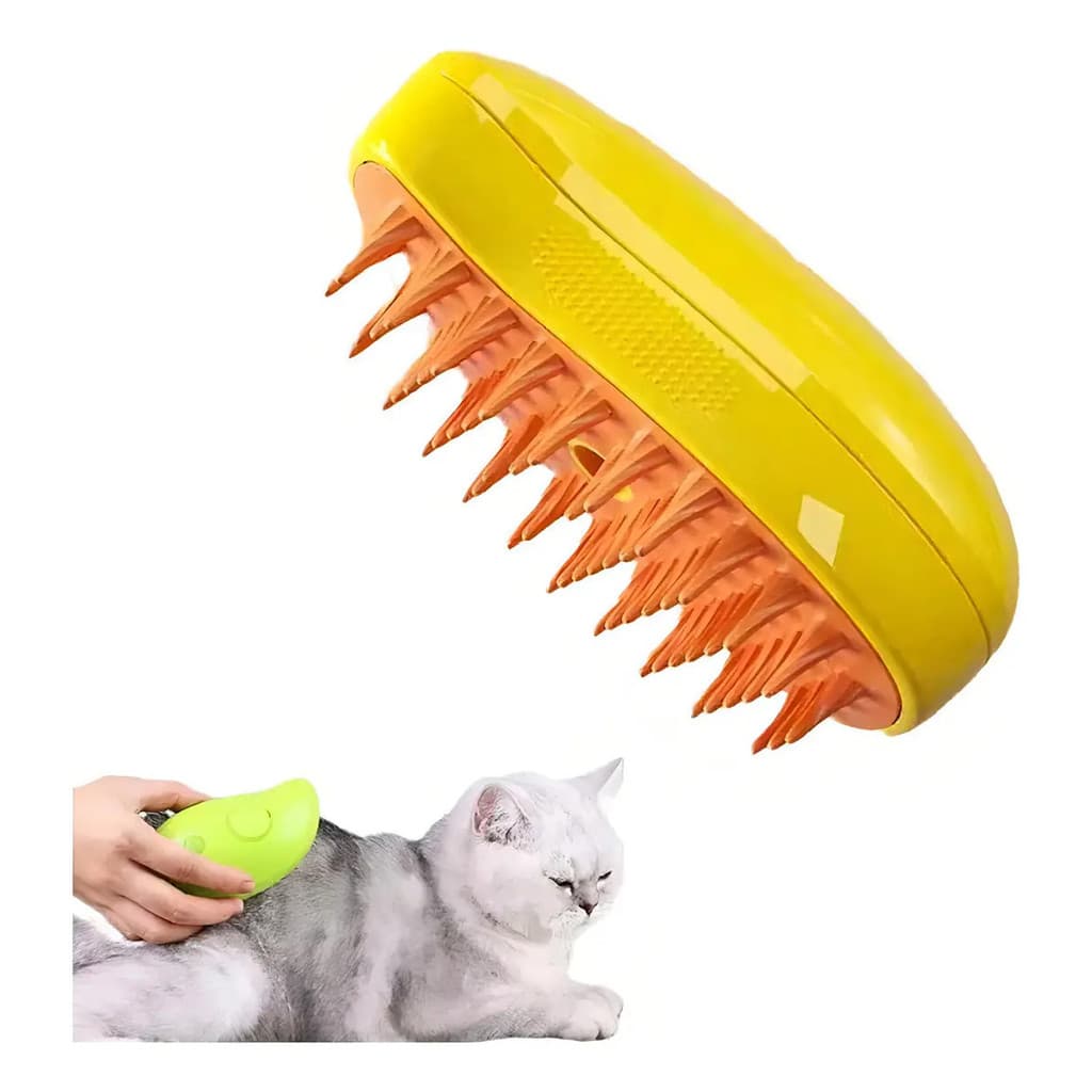 Escova De Limpeza 3 Em 1 Gato Cão - Cor Amarelo