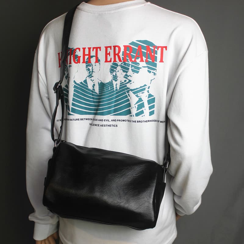Bolsa Crossbody de couro masculina estudantes versão coreana na moda bolsa feminina ins Street Wear simples japonês Casu