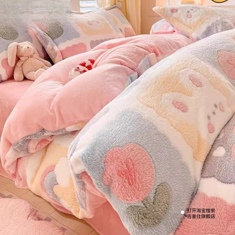 Capa de edredão de inverno capa de edredão de leite peça única inverno engrossado dupla face Coral velo 150x200x23 dormi