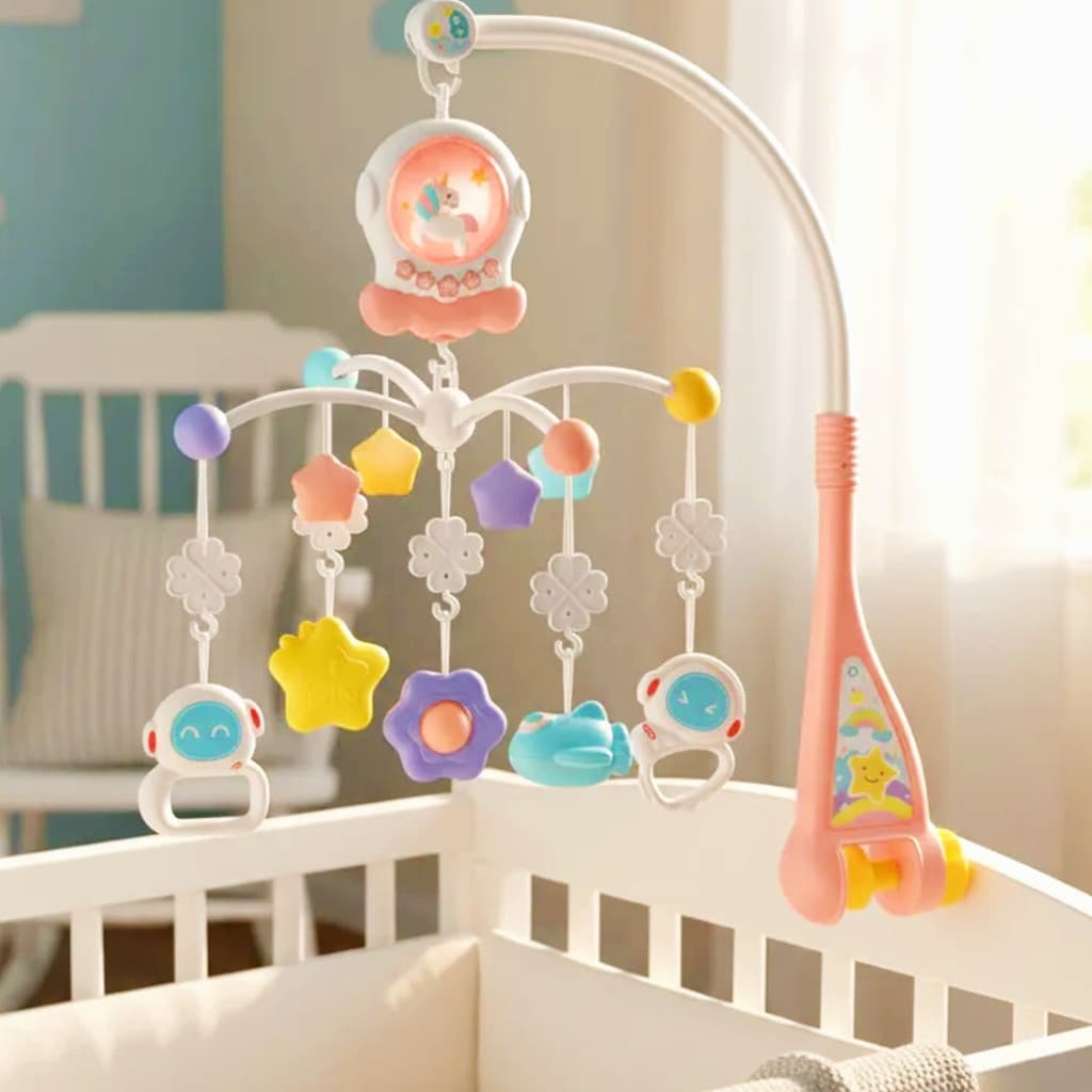 Móbile Infantil Berço Giratório Ninar Unicórnio Sons Luz Projeta Imagem Mobile Original
