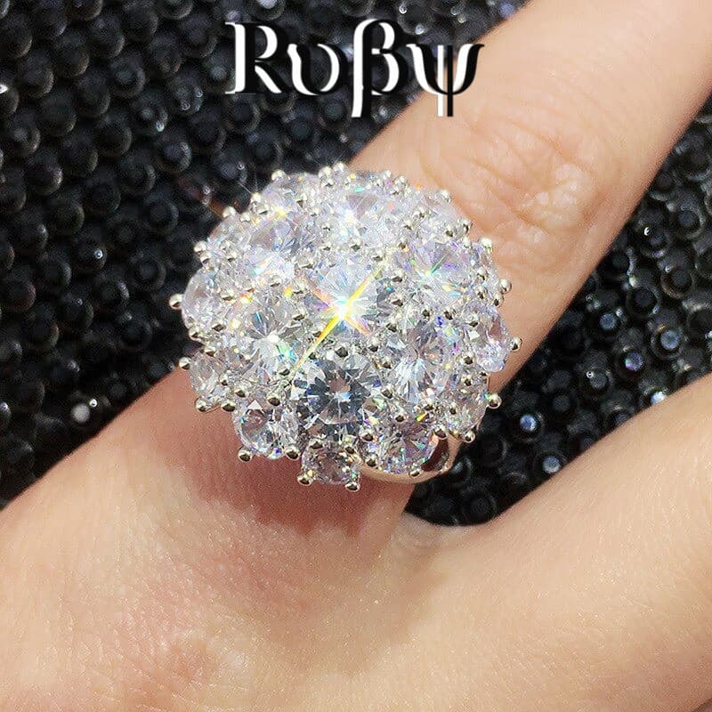 Ruby * Europeu Americano ins Estilo Acessórios de Mão Luz Estilo Luxo Exagerado Flor Única Anel de Diamante Cheio All-Ma