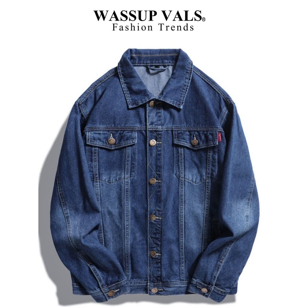 WASSUP VALS Jaqueta masculina americana retrô curta com ferramentas para casal jaqueta jeans roupa de rua estilo primave