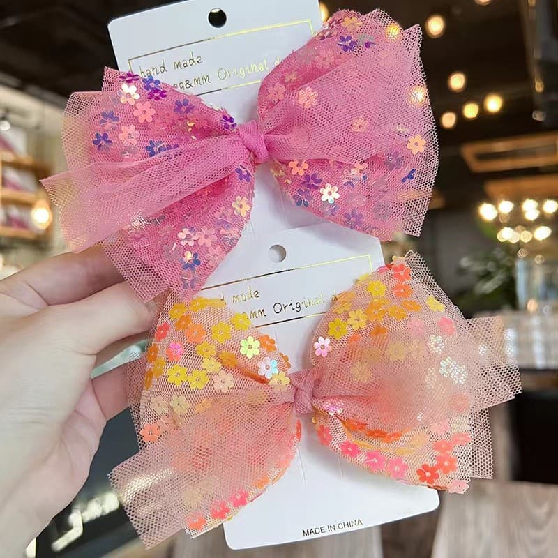 Meninas rendas lantejoulas arco hairpin pequena princesa doce franja hairpin crianças moda Headdress acessórios para o c