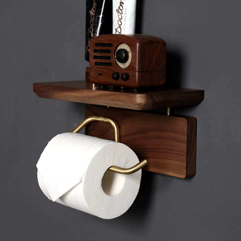 Suporte de tecido higiênico criativo nogueira perfurado rolo suporte de papel higiênico Rack de papel higiênico caixa de