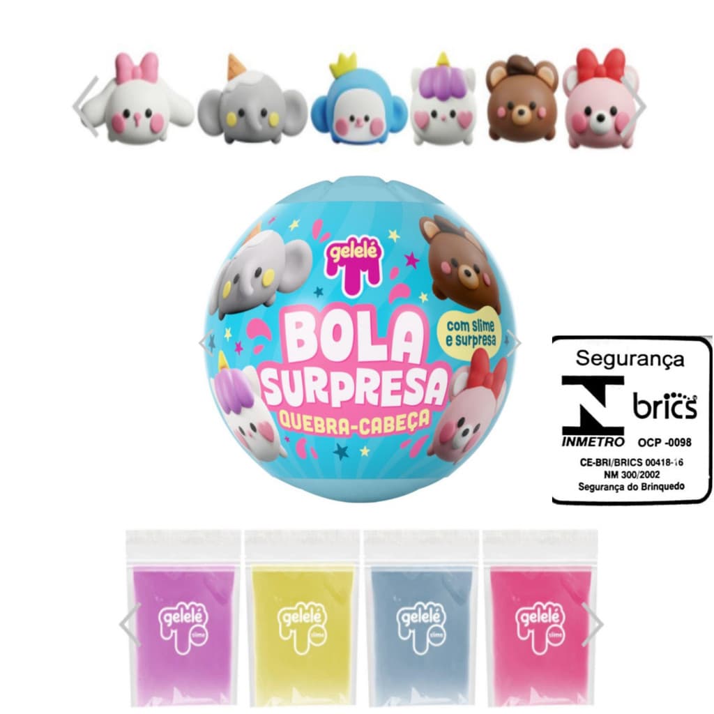 BOLA SURPRESA QUEBRA CABEÇA 70G CABECUDINHOS SORTIDAS