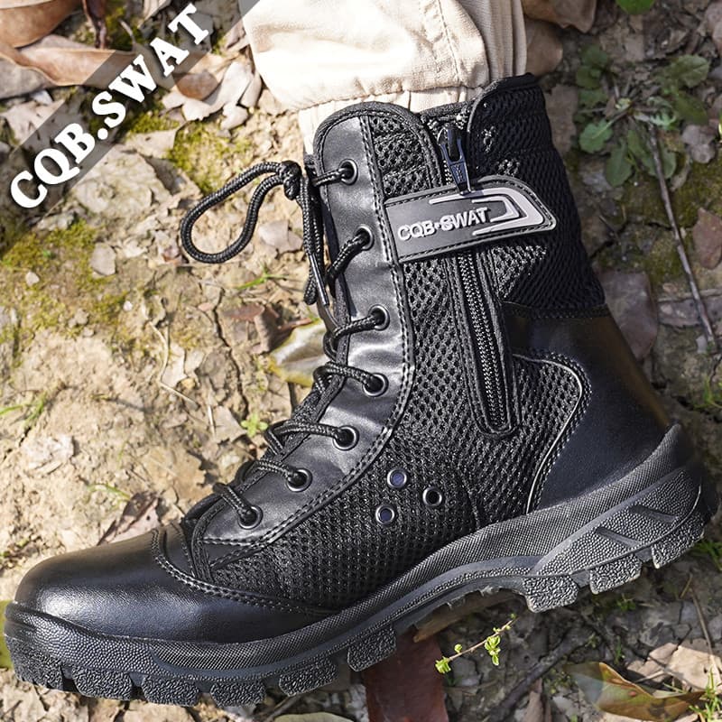 Primavera respirável malha botas de combate botas táticas masculinas deserto marinho botas de ferramentas botas de trein