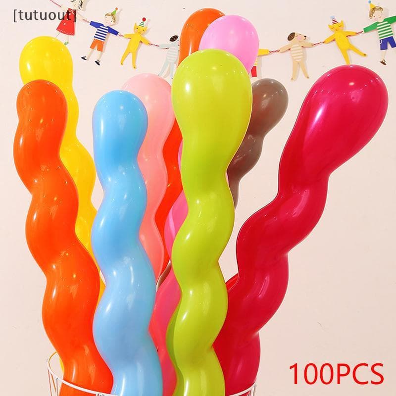100 Peças Balão Longo Espiral Multicolorido Exclusivo Torção De Látex Casamento Feliz Aniversário Decoração De Feriado B