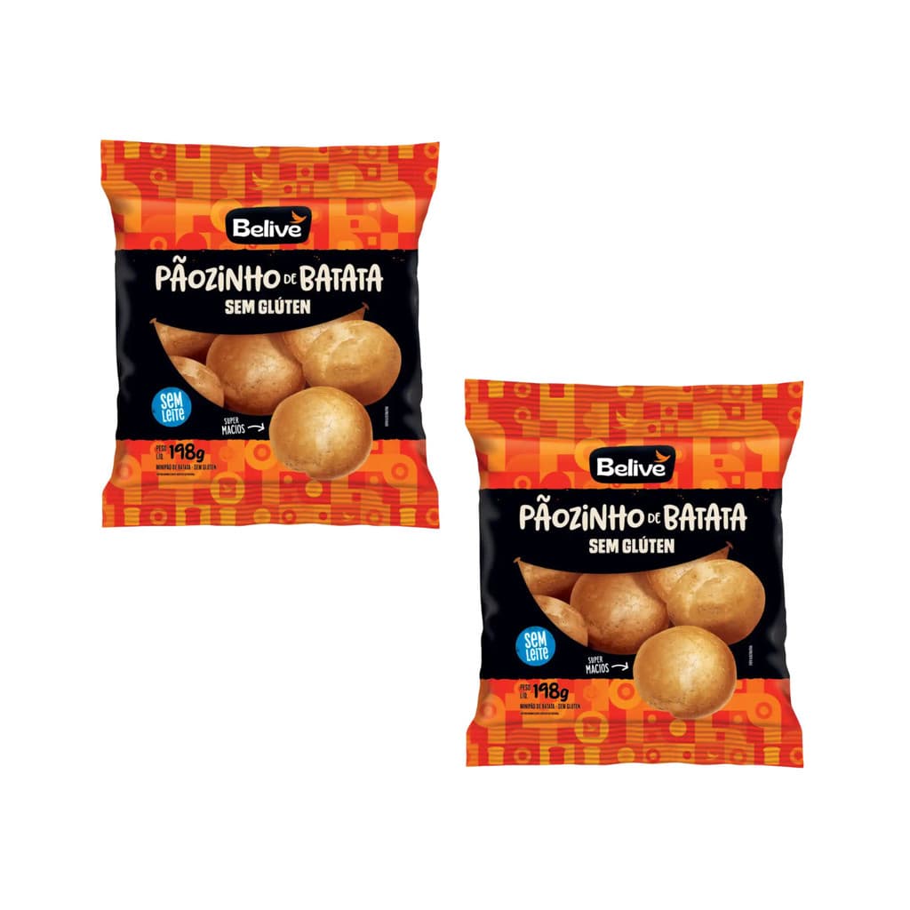 Kit com 2 Pãozinho de Batata sem Glúten 198g Belive