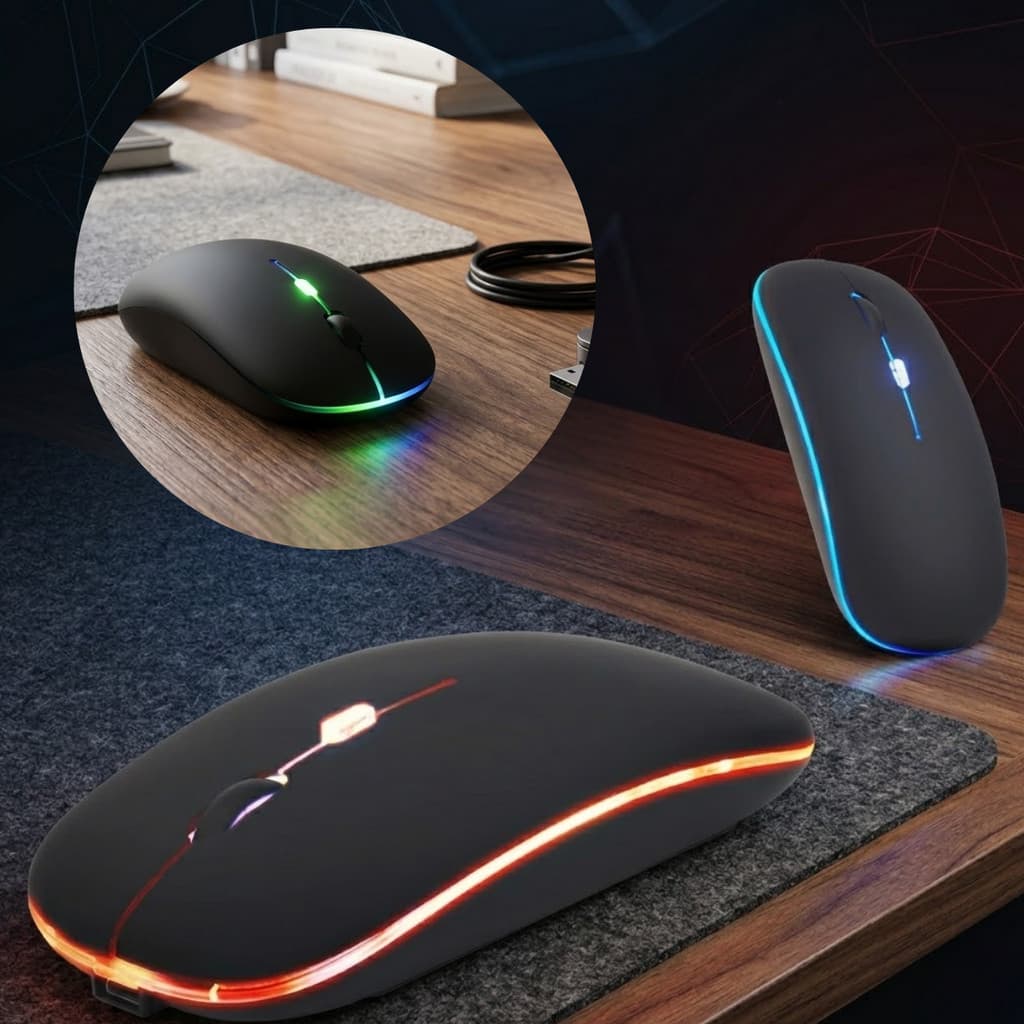 Mouse Sem Fio Recarregável USB Silencioso Alta Precisão