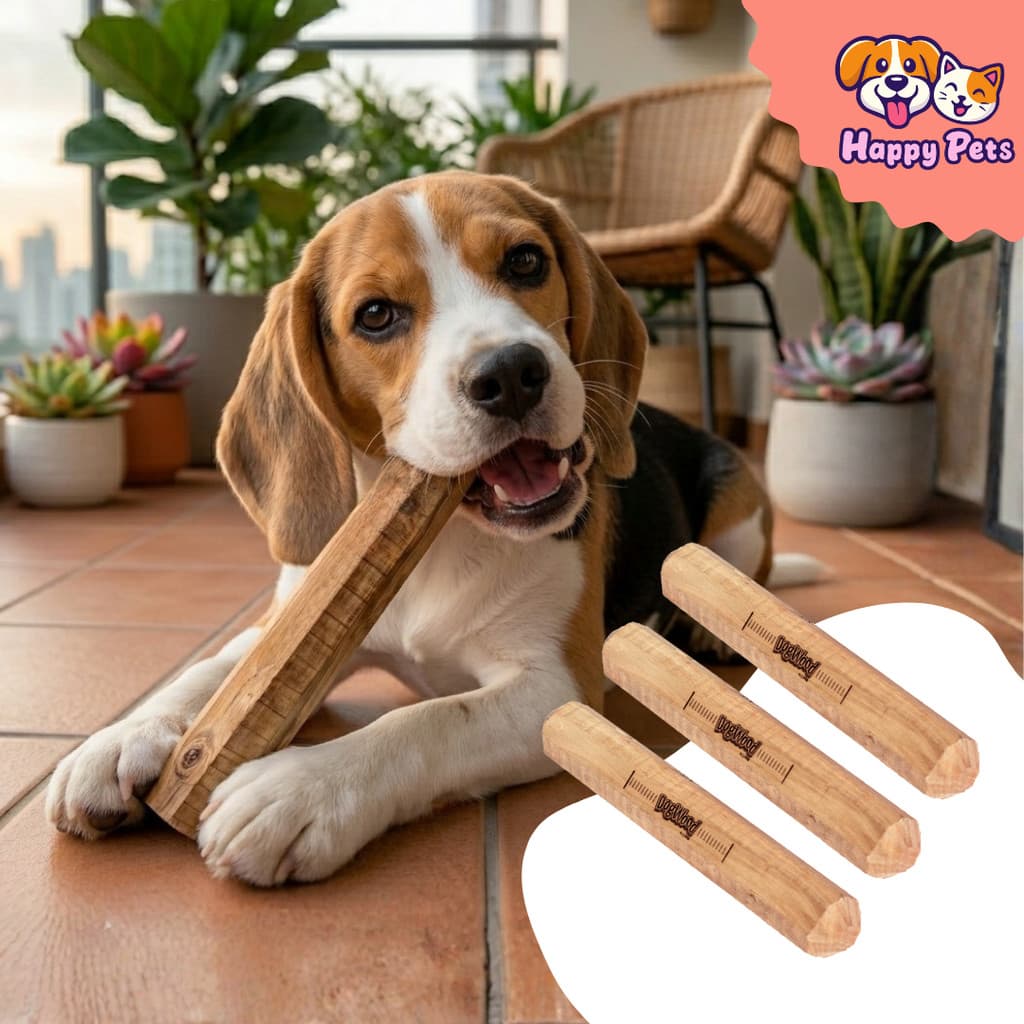 Kit 3 Mordedor Natural Da Pet Games Dog Wood Premium Brinquedo Feito Da Madeira De Café Para Cães
