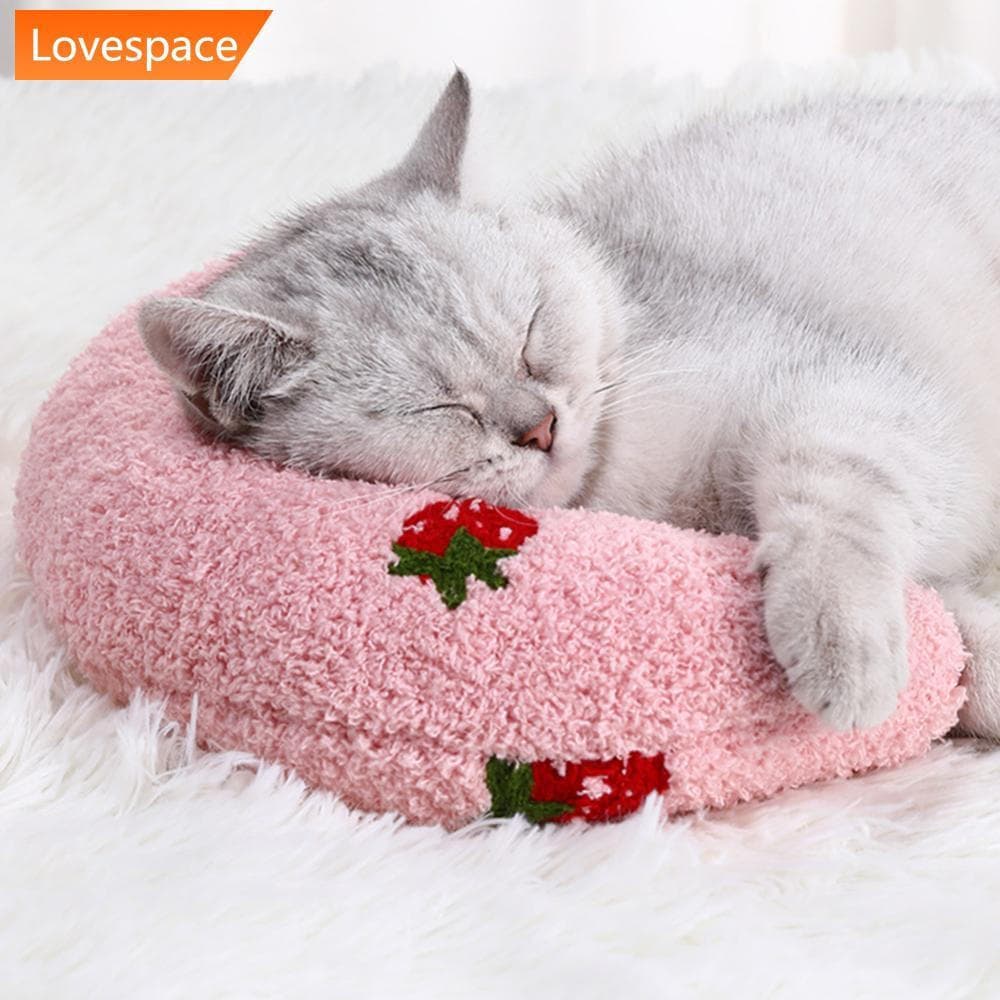 LS-STORE Travesseiro Para Gatos Dormir Cães E Macio Em Forma De U Grosso Resistente À Mordida Quente De Inverno Brinqued