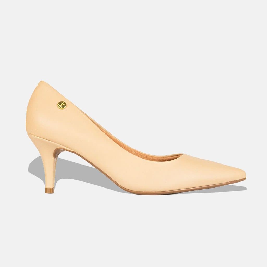 Sapato Scarpin Vizzano Bico Fino Salto Médio Pelica 1185.702.7286 Bege - 39