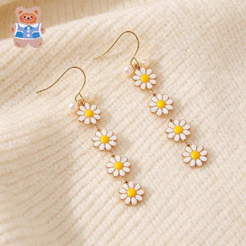 Brincos Femininos De Margarida Branca Moda Delicado Esmalte Bonito Florais Elegantes Joias Minimalistas Para Mulheres