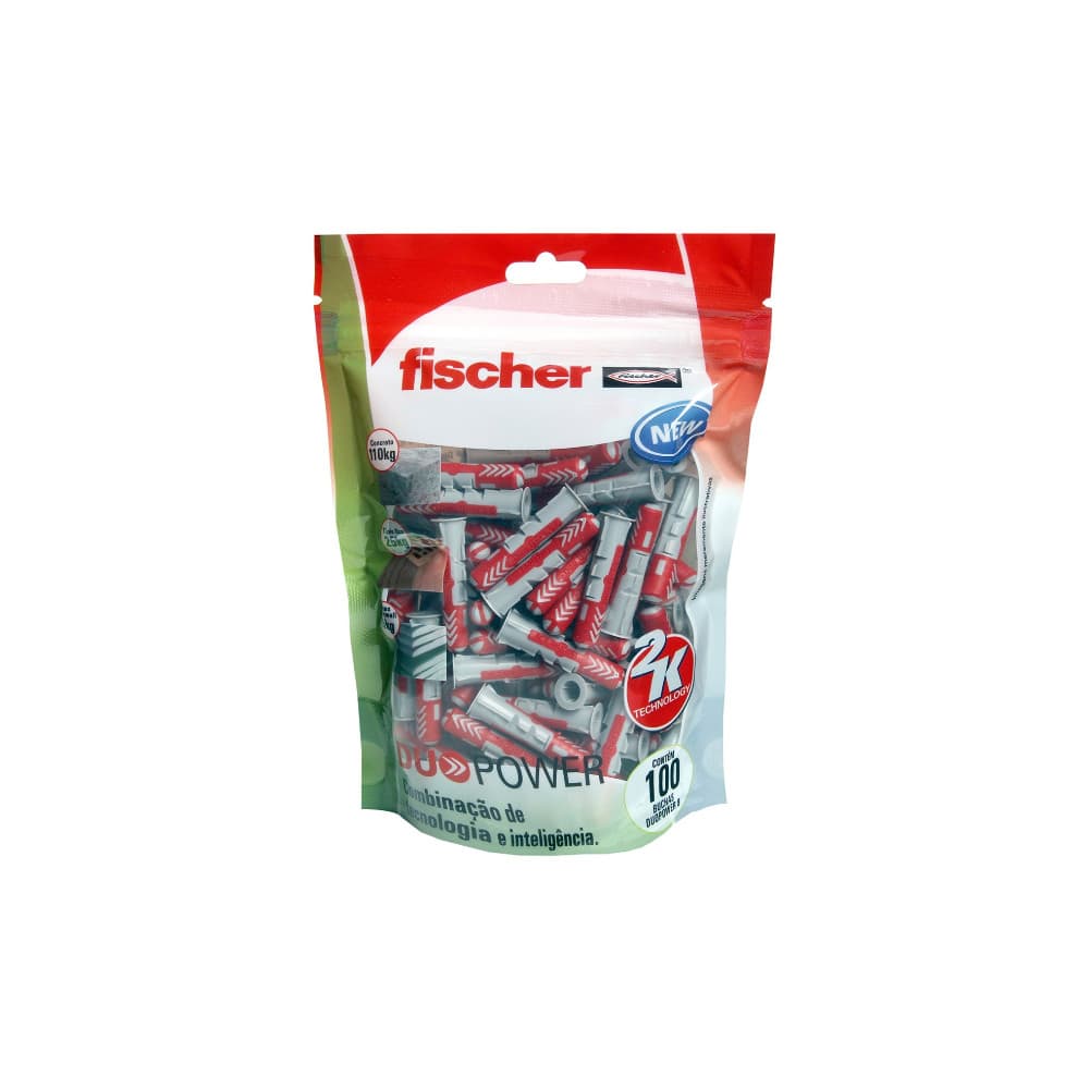 Bucha Nylon 8 x 40 para Multi Materiais 100 Peças DuoPower - FISCHER