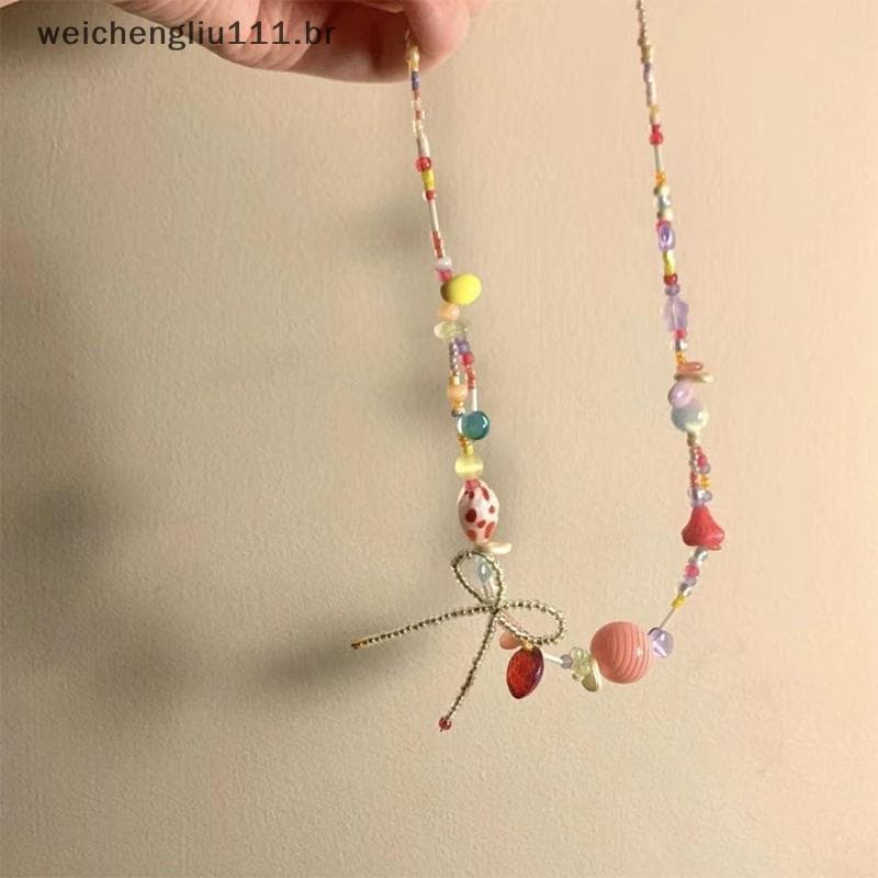 # weicheng Elegante Delicado Arco Colorido Frisado Nelace Para Mulheres Meninas Pingente Desgaste Diário Jóias Presentes