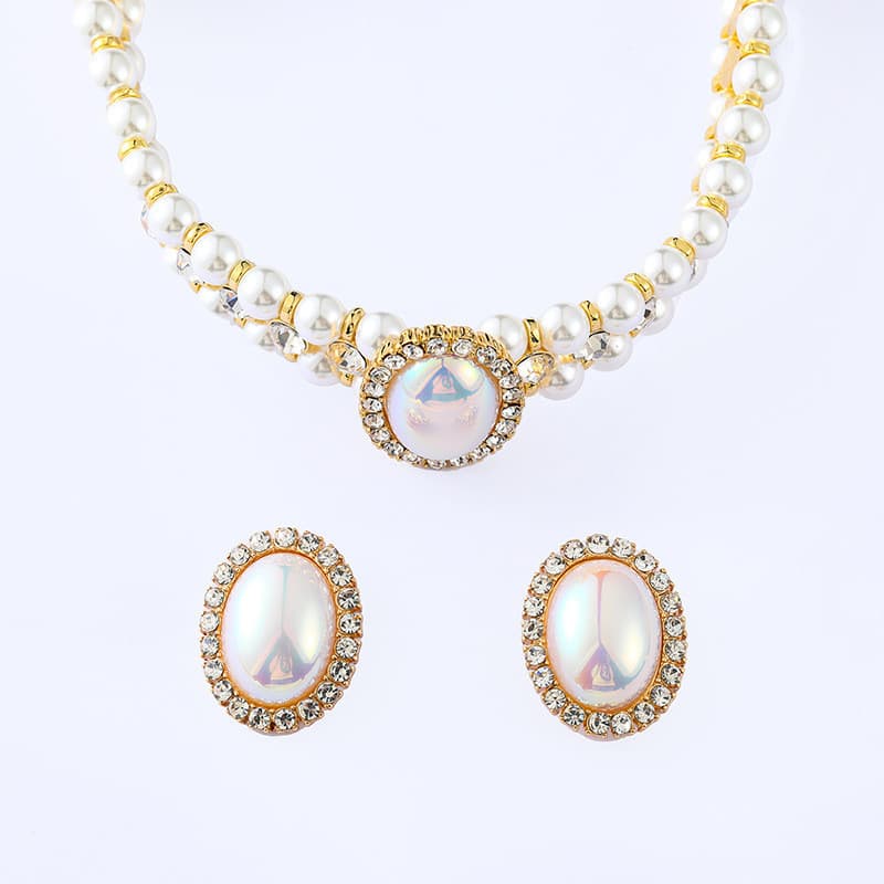 Ocidental Retro Marshall pérola colar brincos estilo Hepburn elegante Cheongsam colar clavícula conjunto de corrente