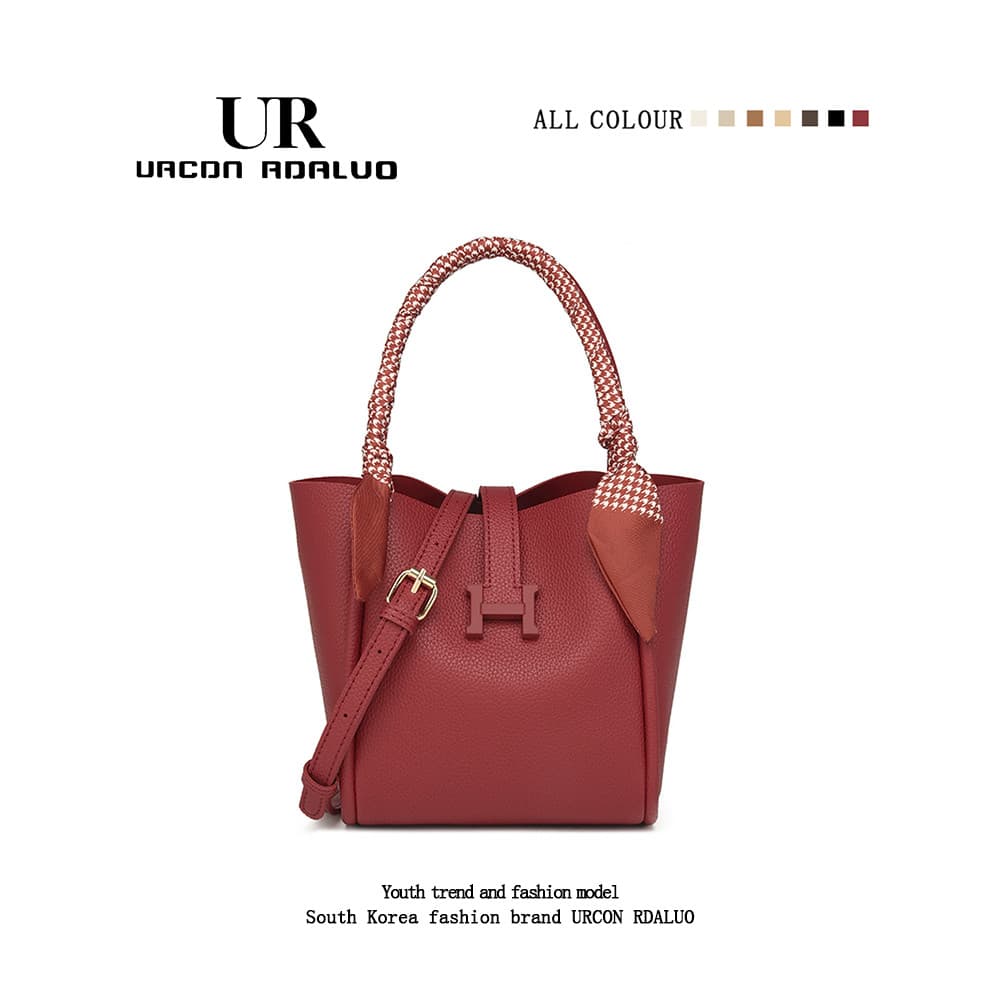 UR lichia padrão Commuter balde saco feminino 2025 novo estilo requintado lenço de seda bolsa de noiva ombro mensageiro