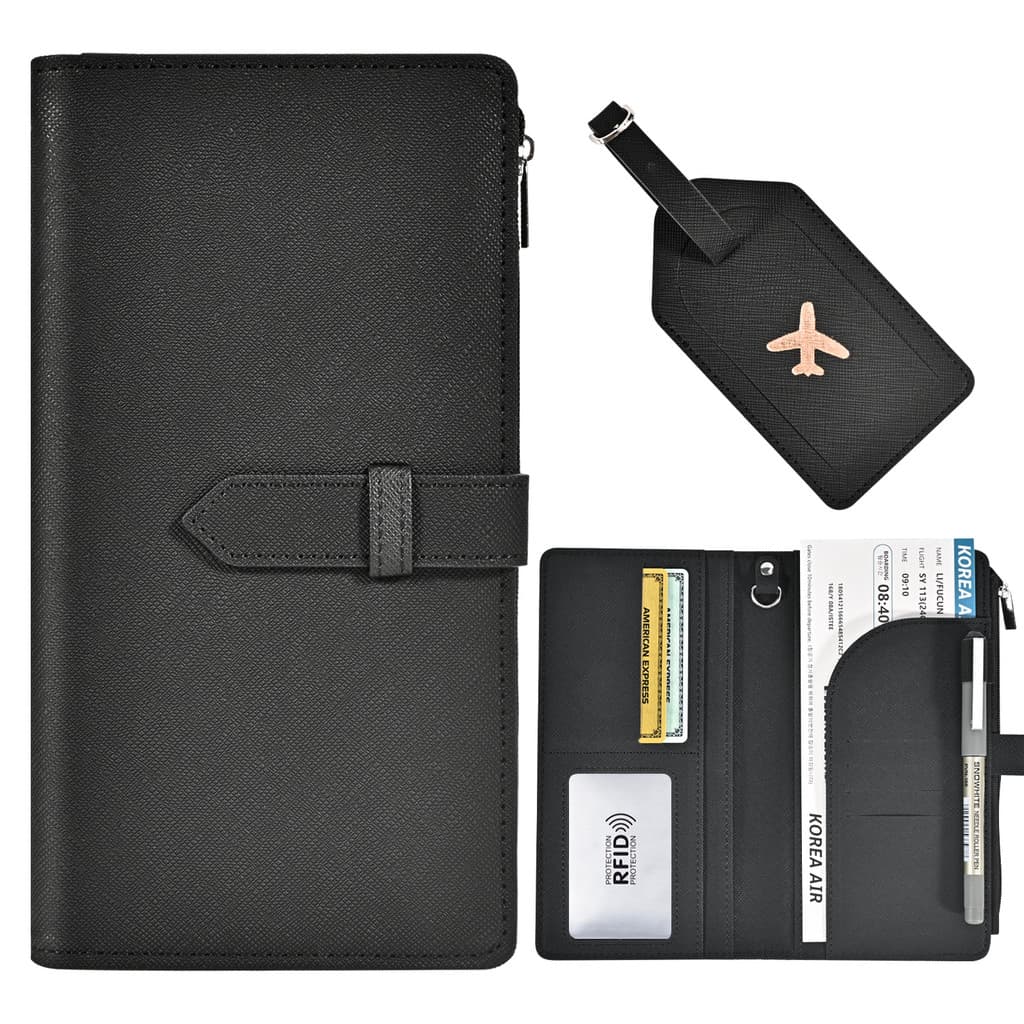 Porta-passaporte longo saco de passaporte rfid saco de armazenamento de bilhete de passaporte portátil viagem no exterio
