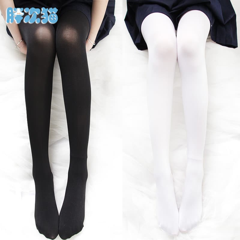 80D veludo meia-calça de seda branca preto meias menina japonesa bonito meia-calça Leggings feminino verão