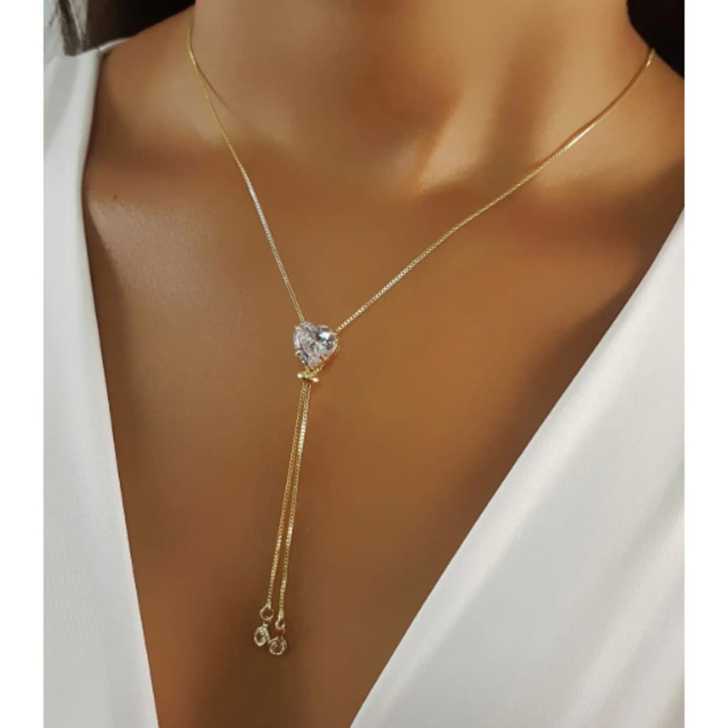 Colar Feminino Coração Cristal Elegante