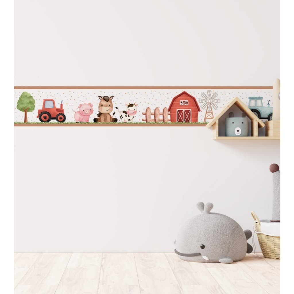 Faixa Adesiva Decorativa Infantil Fazendinha Quarto Menino Menina Fazenda Papel de Parede
