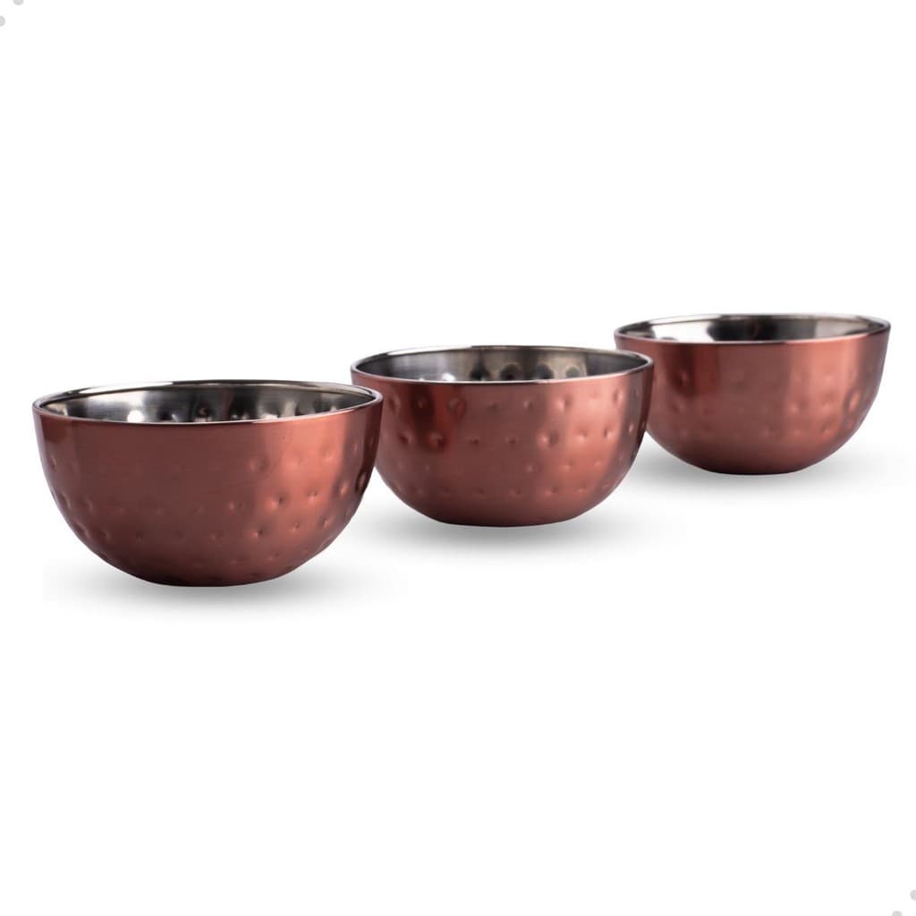 Kit 3 Tigelas Aço Inox Martelado Bowl Alumínio Preto Prata Saladeira Grande 840ml Multiuso Cozinha