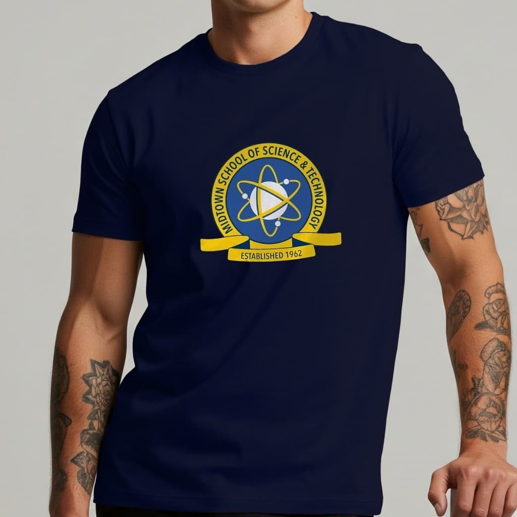 Camiseta Midtown School of Science Estilo Peter Parker Homem Aranha Nerd Geek