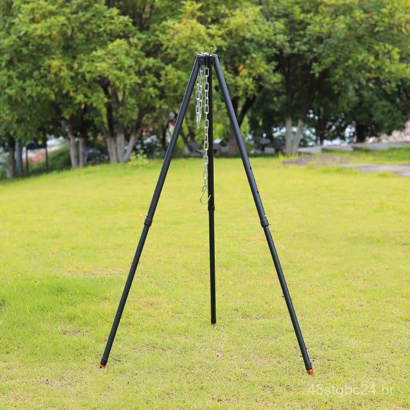 Suporte tripé para panela suspensa de camping ao ar livre, tripé portátil dobrável para churrasco, suporte telescópico p