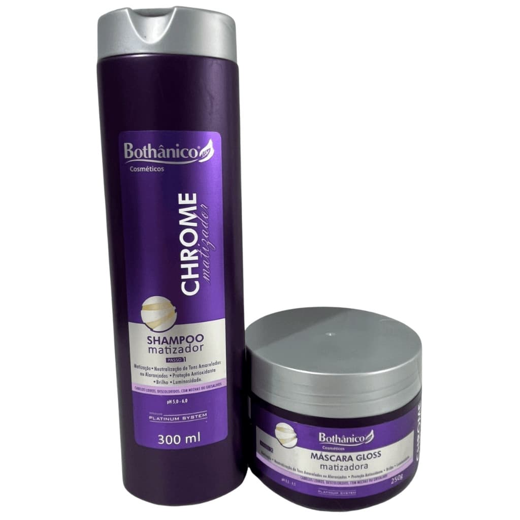 Kit Bothanico 2Und Shampoo Mascara Chrome Matizador Platinun