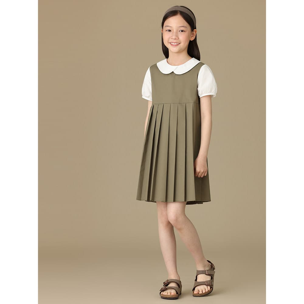 Haya roupas infantis falsas de duas peças para meninas estilo Preppy vestido de verão crianças de manga curta saia pliss