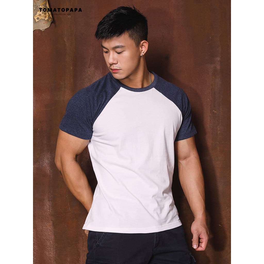 TOMATEPAPA Europeu Americano Original Rua Contraste Cor Manga Raglan Camiseta Preppy Cor Combinando Pescoço Redondo Cami