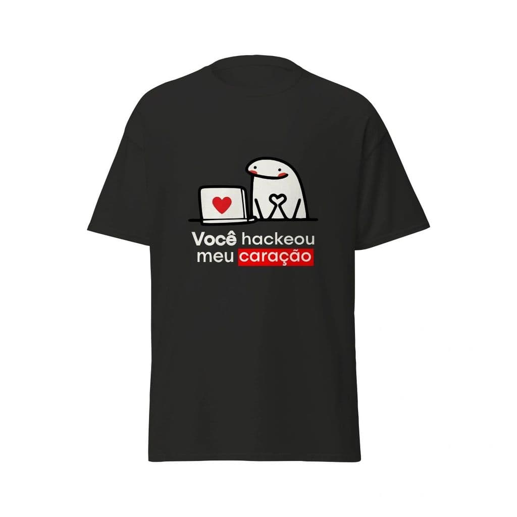 Camiseta Masculina Dia dos Namorados Metade Você Hackeou Meu Coração