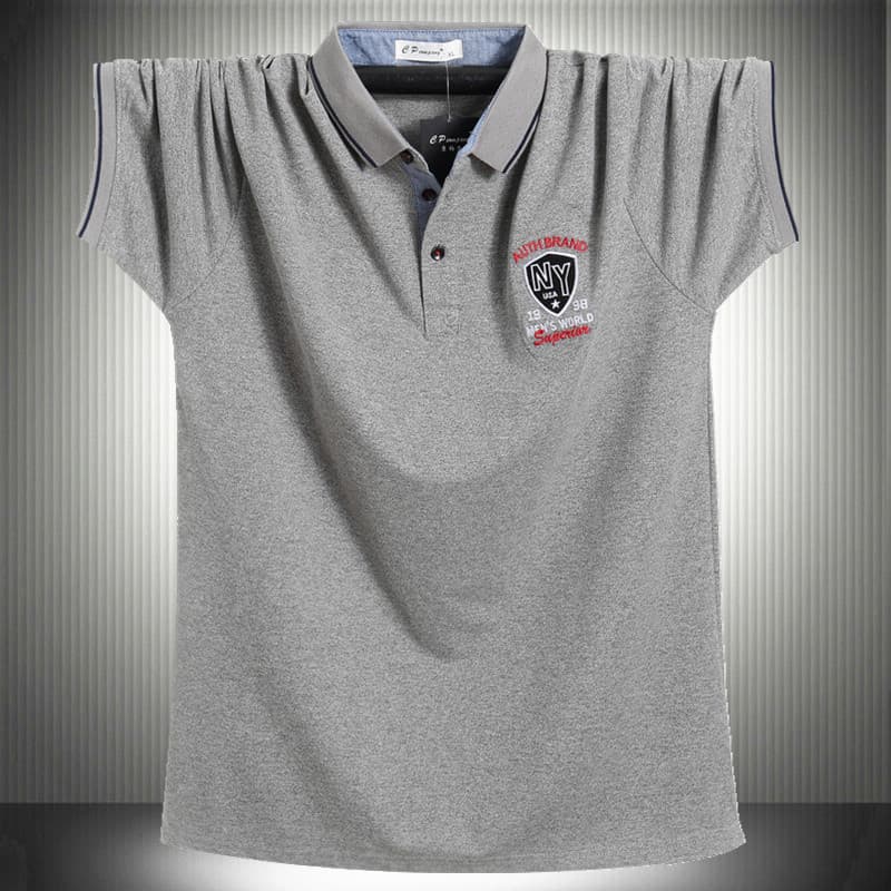 Camiseta masculina de manga curta punhos elásticos mais gordura plus Size lapela gorda serviço de trabalho negócios cami