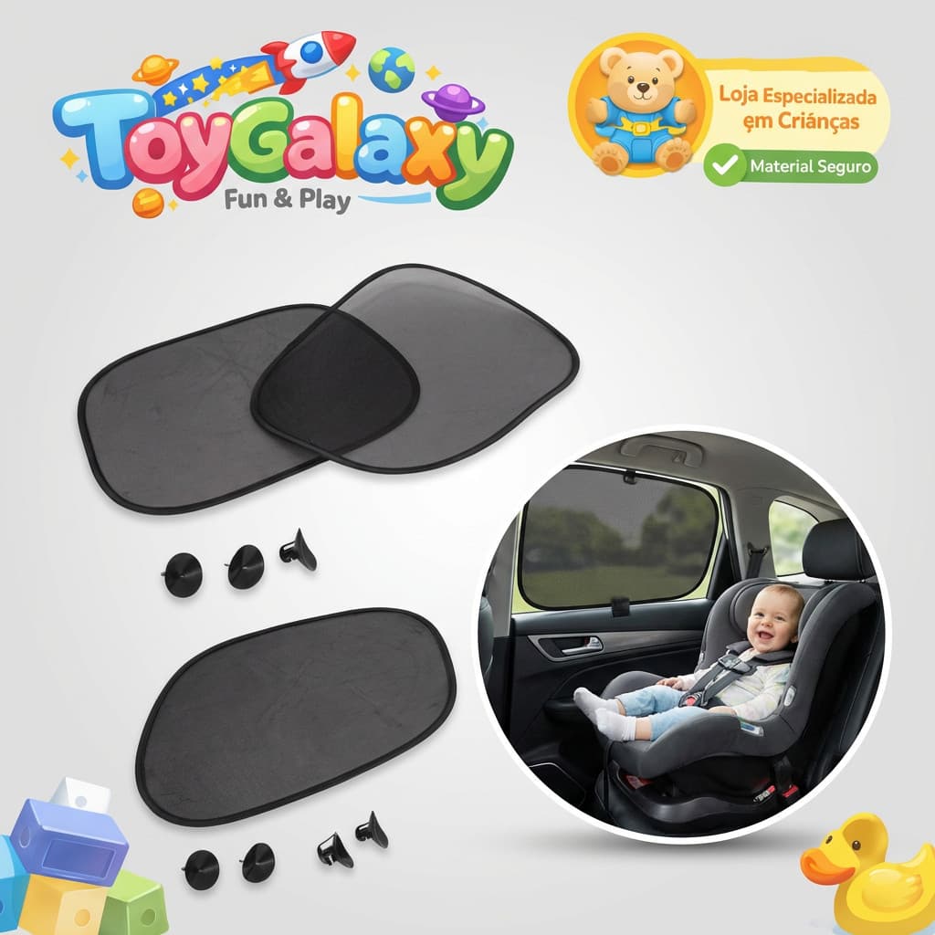 Kit 2 Protetor solar vidro de carro para bebê com ventosas buba