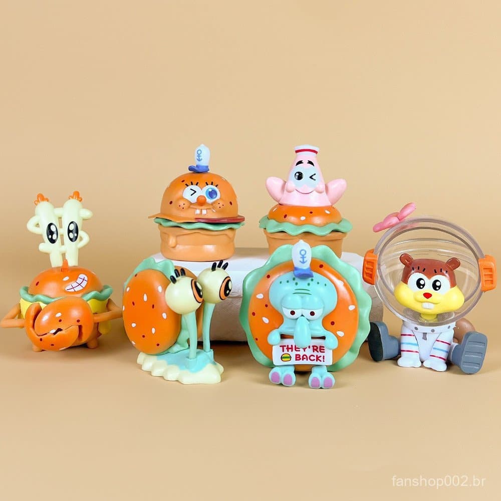 6 Pcs Cartoon Caranguejo Pote Bolo Topper-Esponja Rei Decoração De Festa Para Bebê