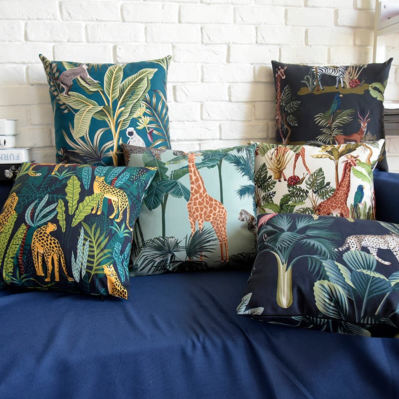 Americano Tropical selva sofá travesseiro planta flanela dupla face modelo decoração do quarto capa de almofada lombar t