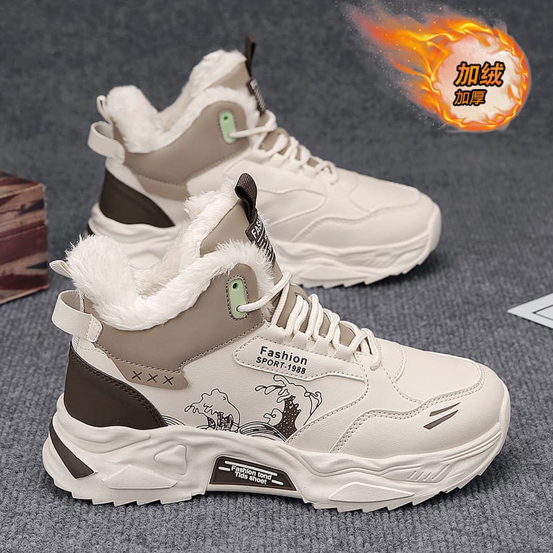 Botas de neve do nordeste forro de lã de inverno masculino espessamento quente impermeável antiderrapante ao ar livre so